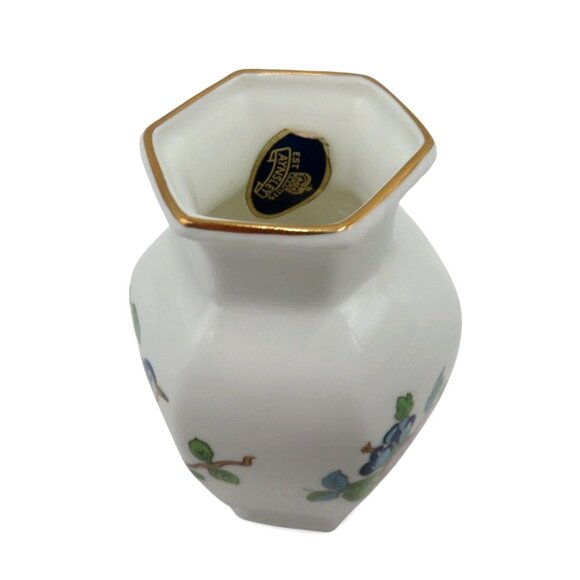 AYNSLEY PEMBROKE Hexagonal Small Vase Floral Bird England Vintage 3.5" - Picture 5 of 10